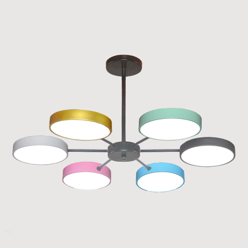 Modern Metal Chandelier Light Fixtures Round Multi-Head Suspension Pendant Lamps