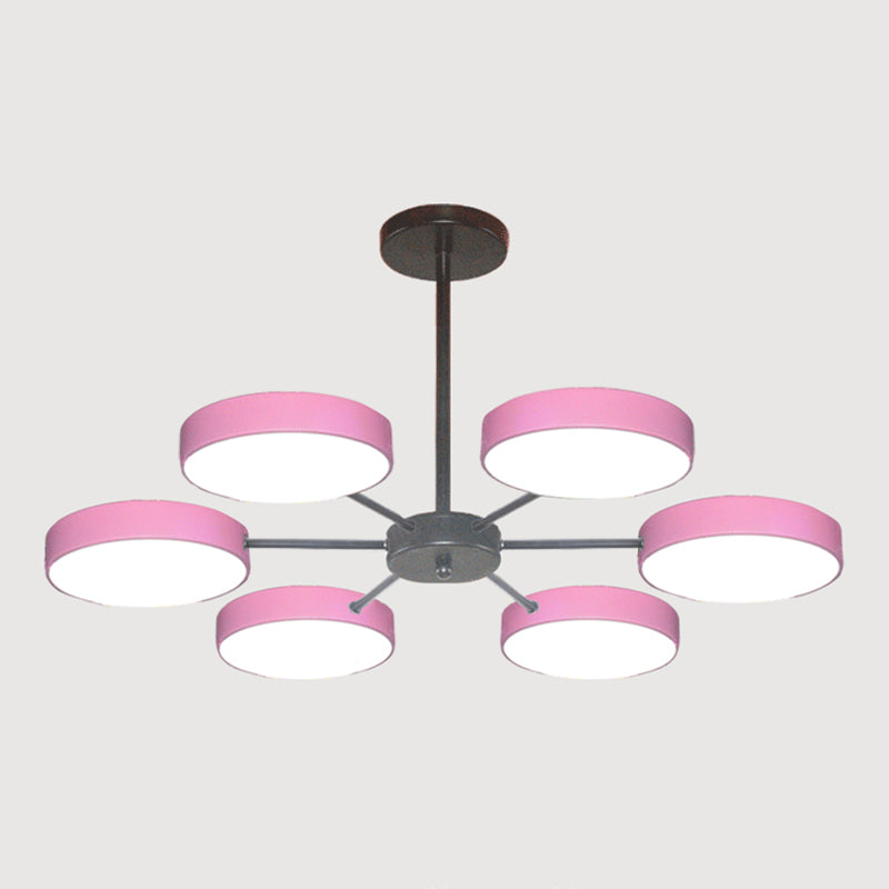 Modern Metal Chandelier Light Fixtures Round Multi-Head Suspension Pendant Lamps