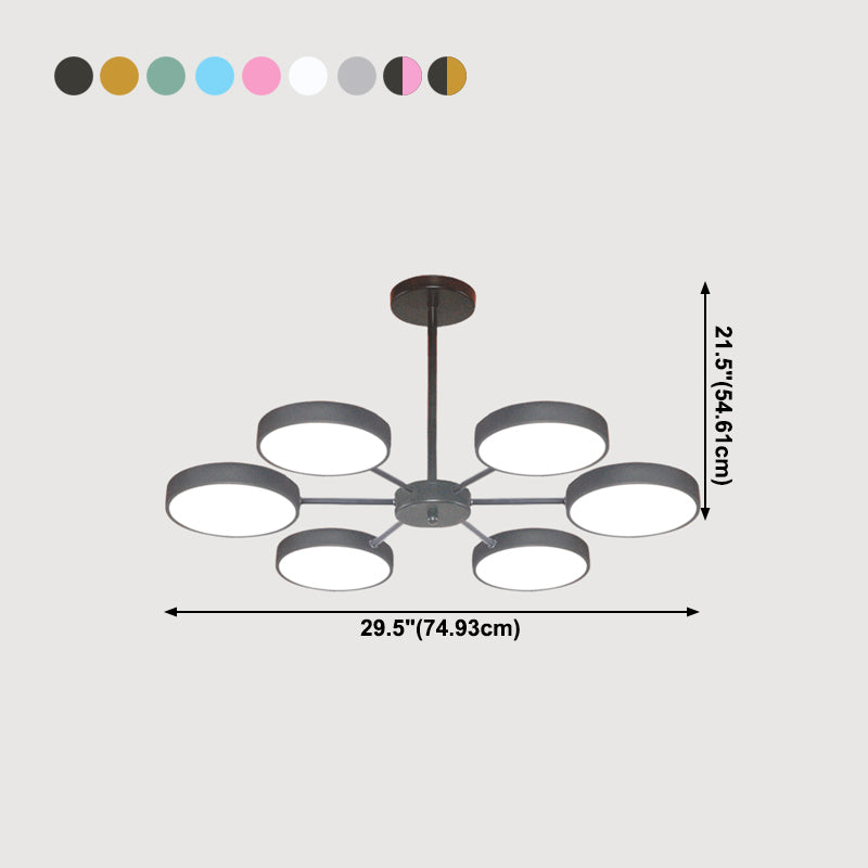 Modern Metal Chandelier Light Fixtures Round Multi-Head Suspension Pendant Lamps