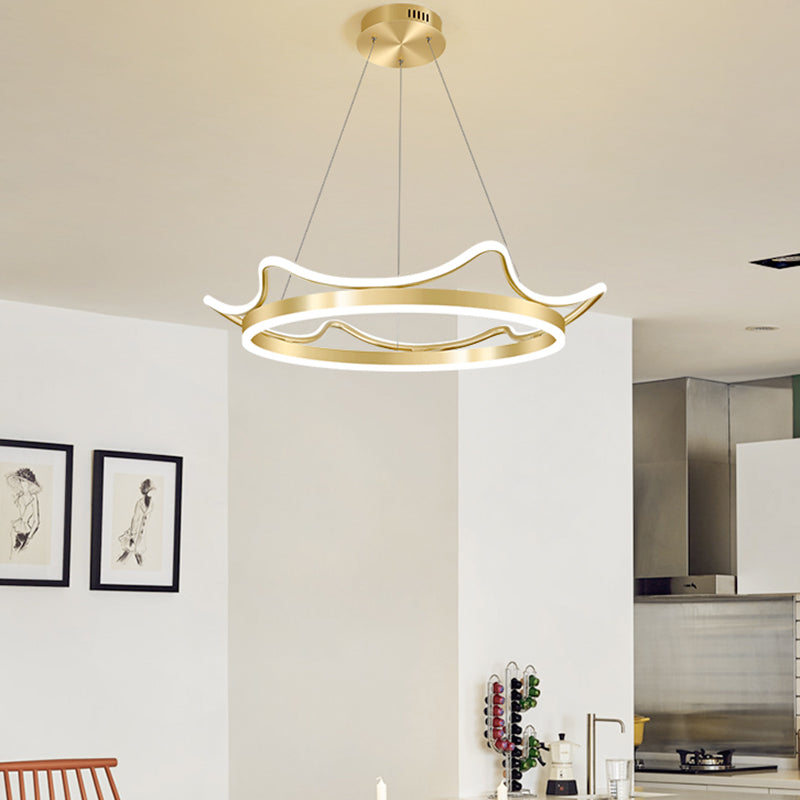 Lámparas de lámparas de lámpara de aluminio modernas Corona de lámparas colgantes de suspensión de 2 luces