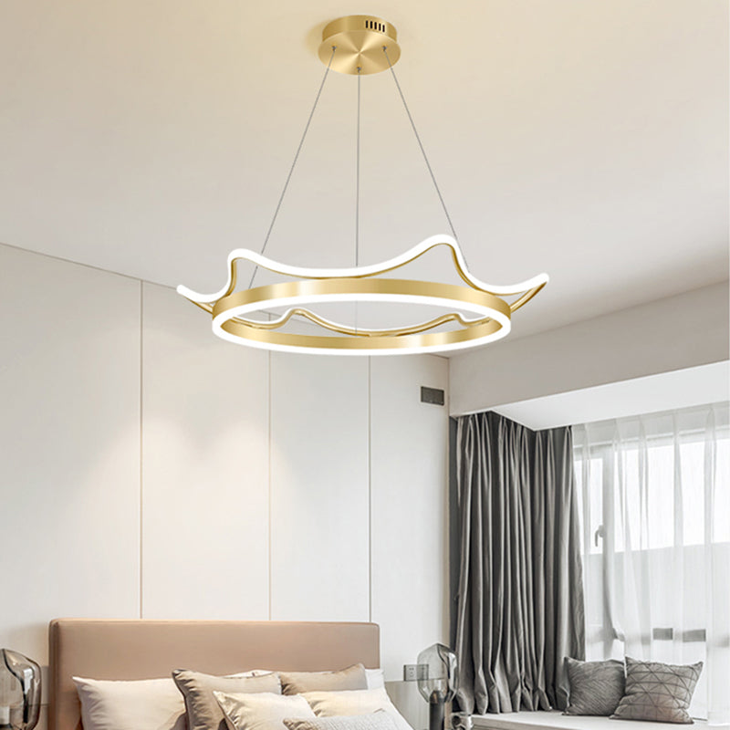 Modern Aluminum Chandelier Light Fixtures Crown 2-Light Suspension Pendant Lamps