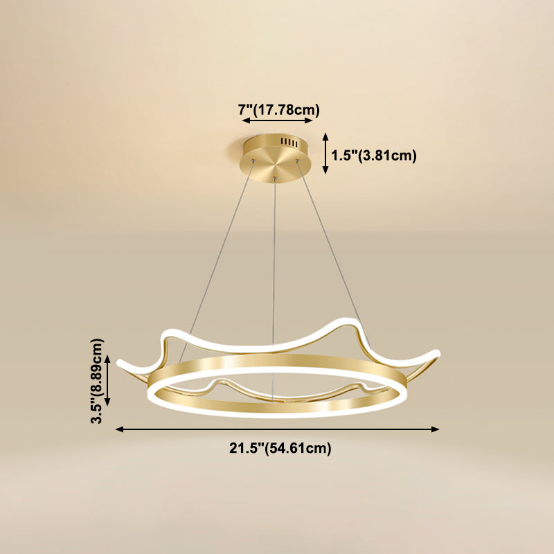 Modern Aluminum Chandelier Light Fixtures Crown 2-Light Suspension Pendant Lamps