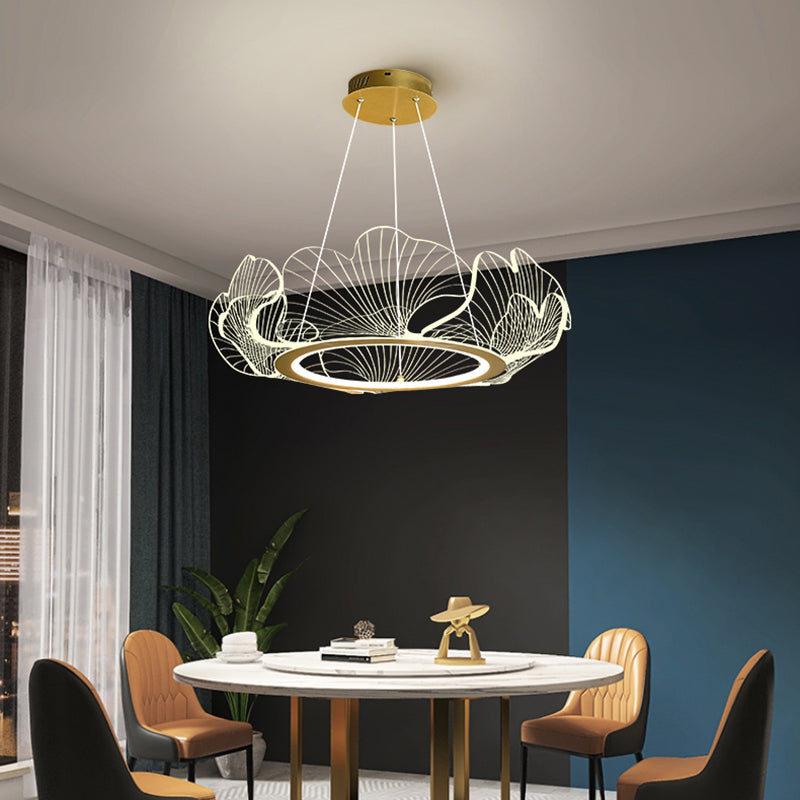 Flower Shape Chandelier Lamp Modern 1 Light LED Hanging Light for Bedroom