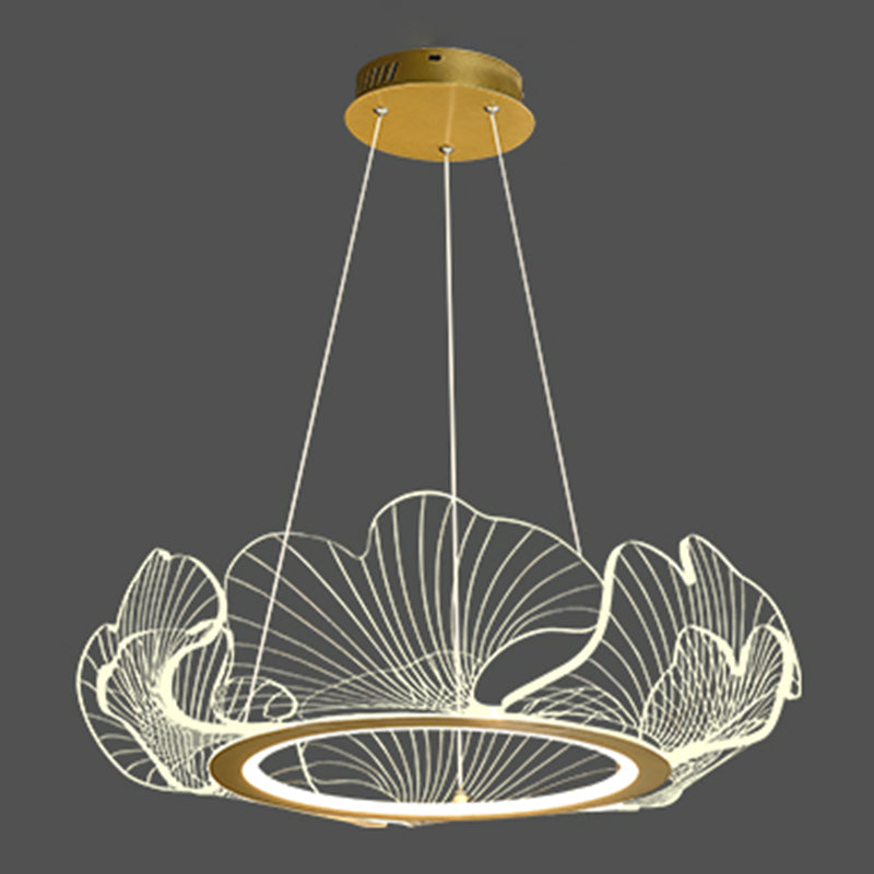 Flower Shape Chandelier Lamp Modern 1 Light LED Hanging Light for Bedroom