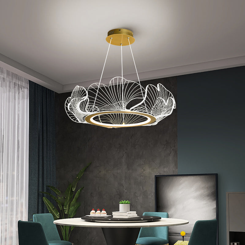 Flower Shape Chandelier Lamp Modern 1 Light LED Hanging Light for Bedroom