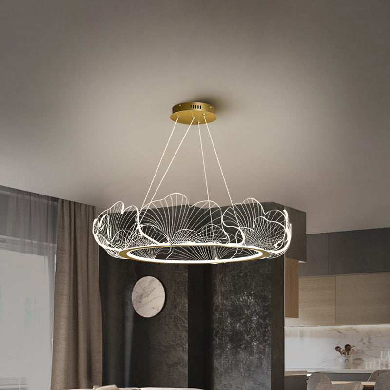 Flower Shape Chandelier Lamp Modern 1 Light LED Hanging Light for Bedroom