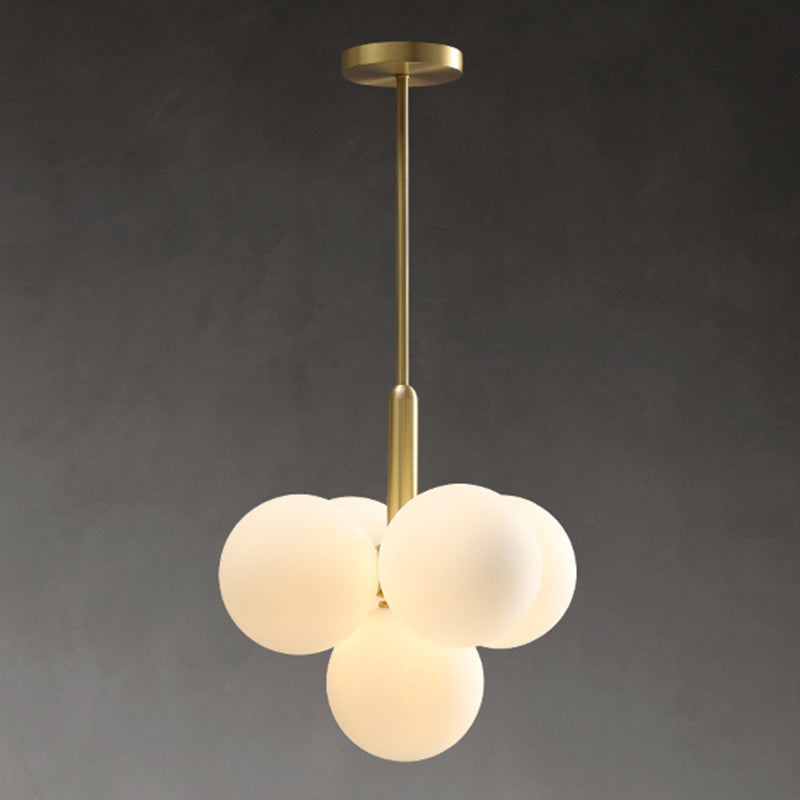 Globe -vorm kroonluchter lamp Noordse multi -licht hangend licht met glas voor slaapkamer