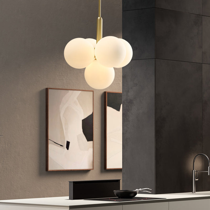 Globe -vorm kroonluchter lamp Noordse multi -licht hangend licht met glas voor slaapkamer