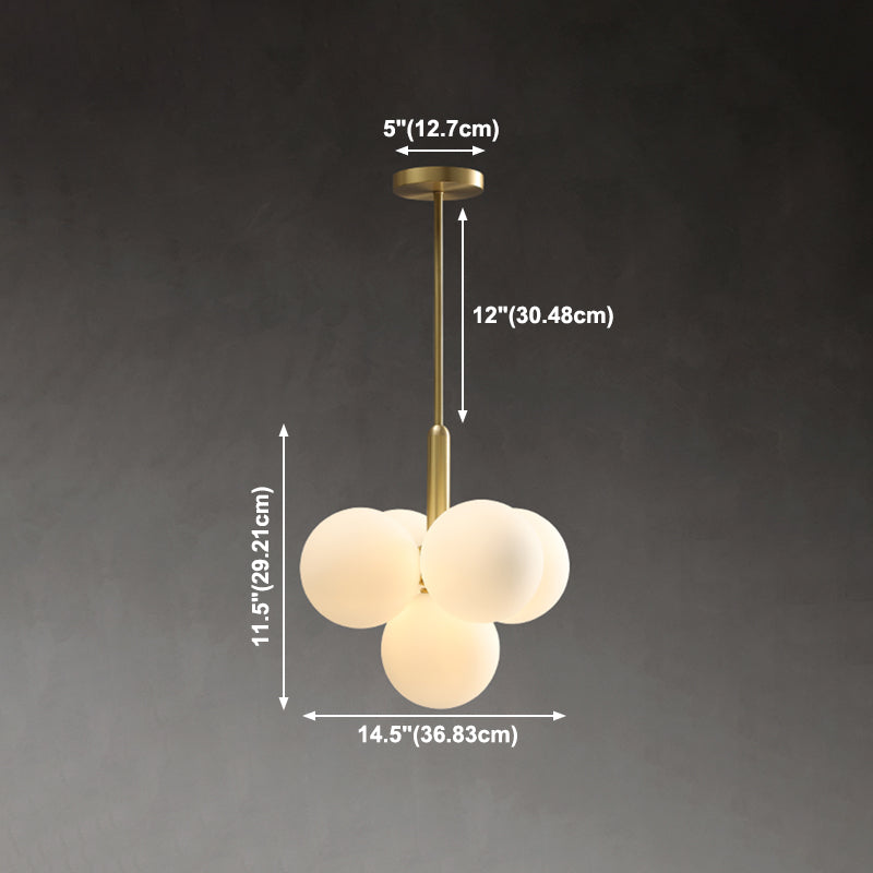 Globe -vorm kroonluchter lamp Noordse multi -licht hangend licht met glas voor slaapkamer
