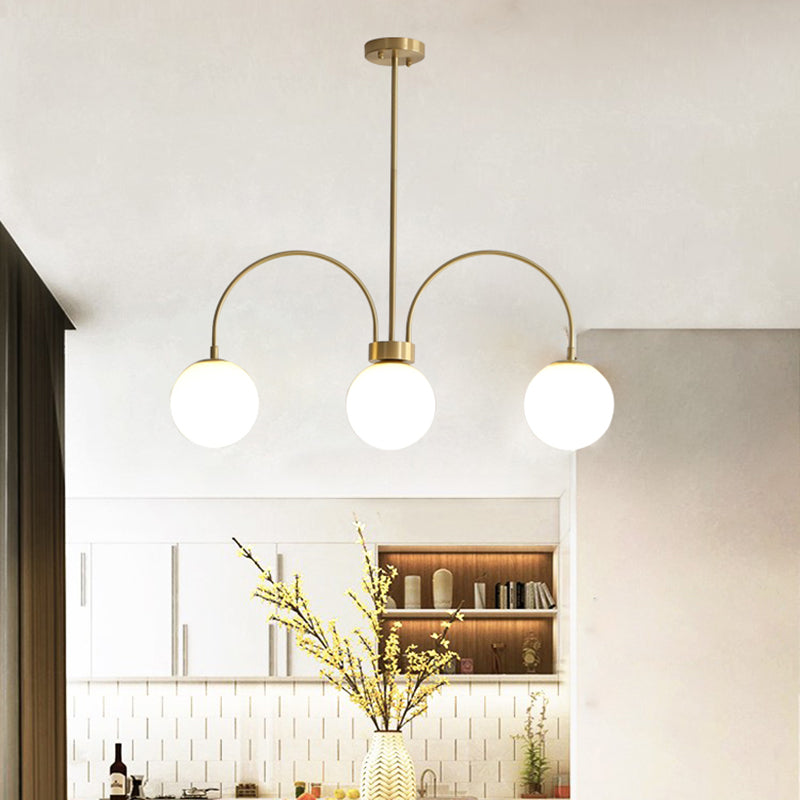 Luz de lámparas de lámpara de cobre modernas Luces colgantes de suspensión de 3 luces para sala de estar