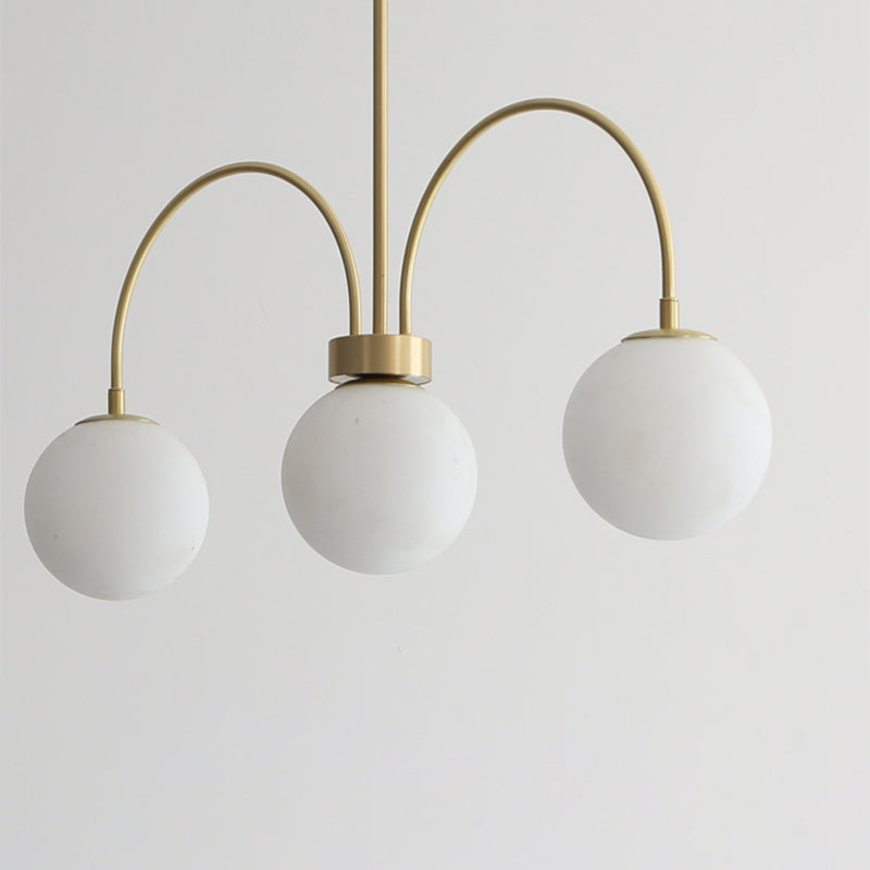 Luz de lámparas de lámpara de cobre modernas Luces colgantes de suspensión de 3 luces para sala de estar