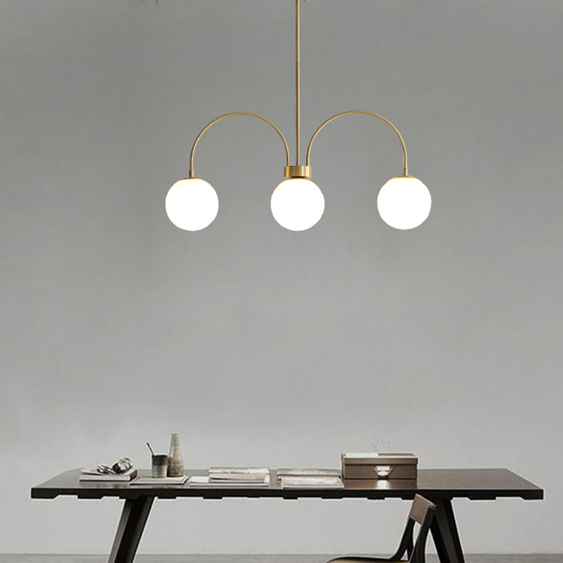 Luz de lámparas de lámpara de cobre modernas Luces colgantes de suspensión de 3 luces para sala de estar