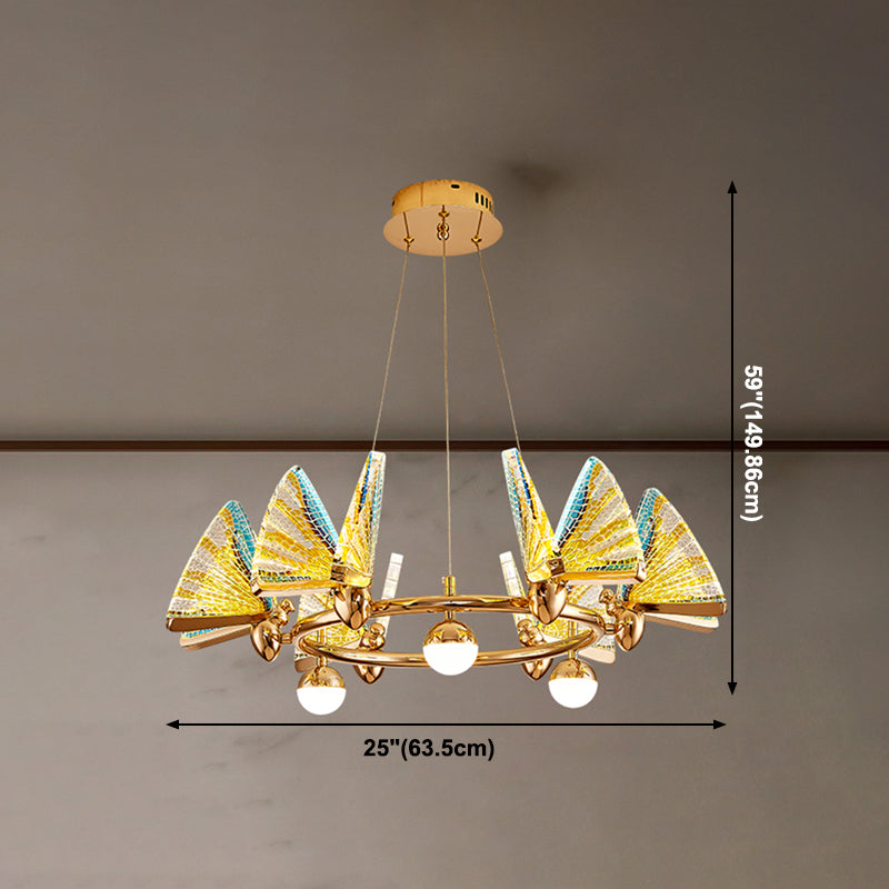 Lámpara de lámpara múltiple de forma de mariposa moderna Luz colgante de luz para dormitorio