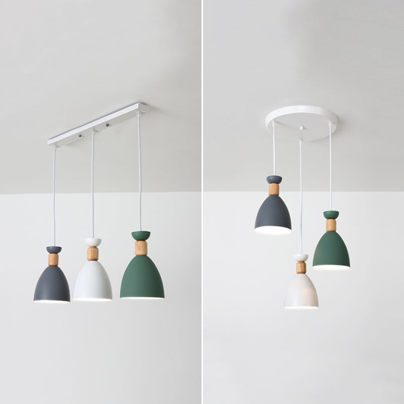3 Köpfe Anhänger leichter Metallschatten moderne Hanglampen für Wohnzimmer