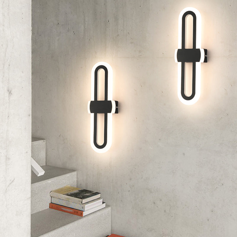Cronique en métal simple contemporain Lumière murale à LED noire pour chambre à coucher