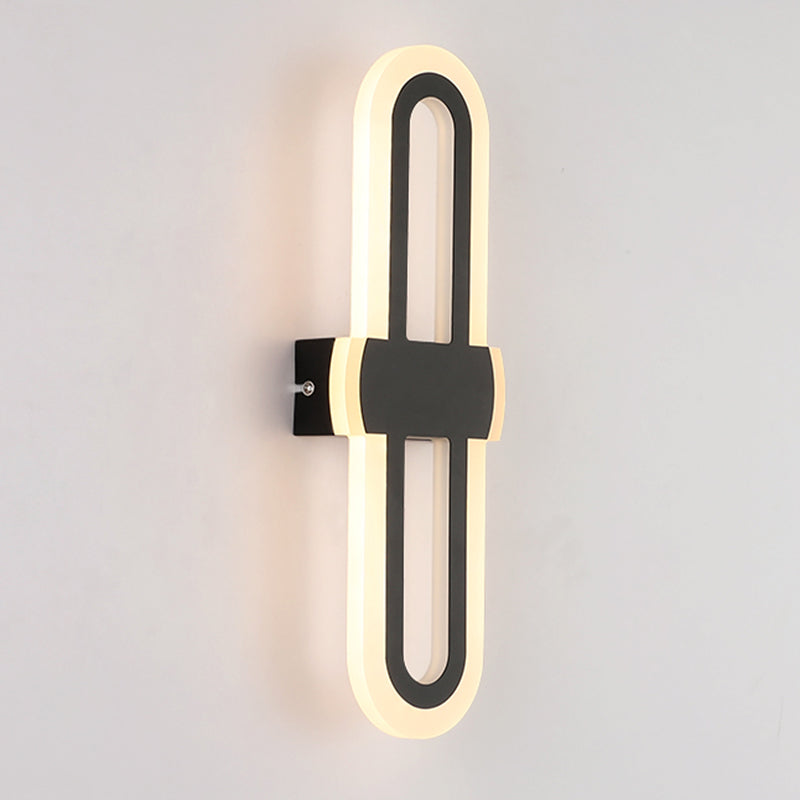 Cronique en métal simple contemporain Lumière murale à LED noire pour chambre à coucher