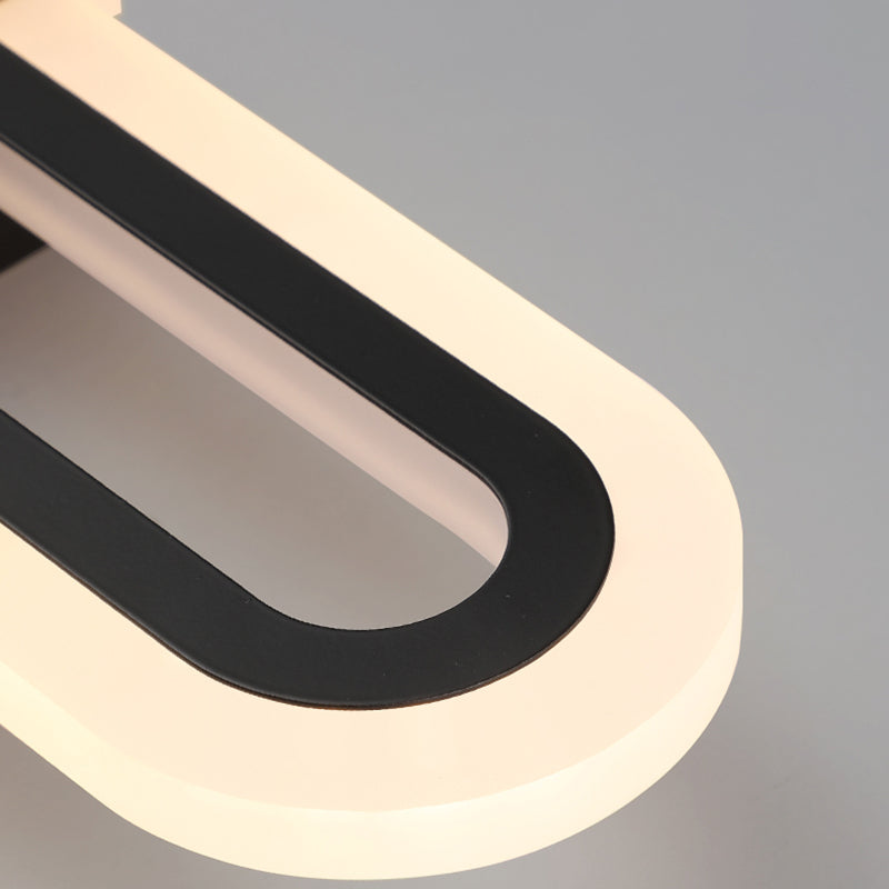 Cronique en métal simple contemporain Lumière murale à LED noire pour chambre à coucher