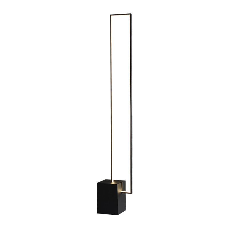 Minimalist Rectangular Standing Light Metallic Living Room LED Floor Light in Black
