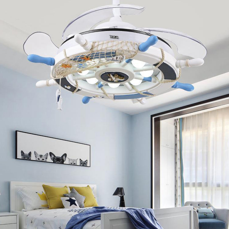 Modern Ceiling Fan Light Fixture Children's Style Metal Bedroom Ceiling Flush Light