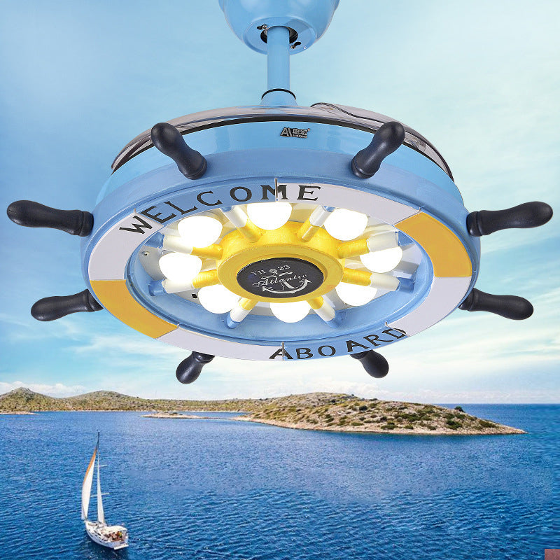 Modern Ceiling Fan Light Fixture Children's Style Metal Bedroom Ceiling Flush Light