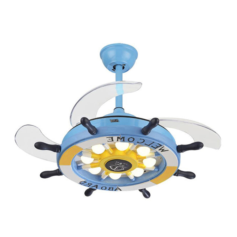 Modern Ceiling Fan Light Fixture Children's Style Metal Bedroom Ceiling Flush Light