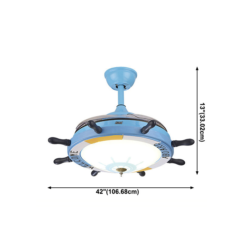 Modern Ceiling Fan Light Fixture Children's Style Metal Bedroom Ceiling Flush Light