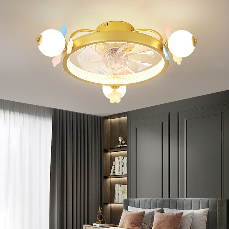 Macaron circolare ventola a soffitto leggero camera da letto acrilica semifulpa