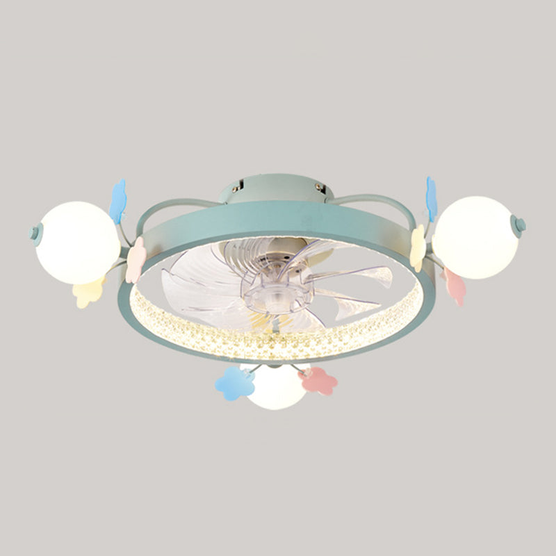 Macaron circolare ventola a soffitto leggero camera da letto acrilica semifulpa