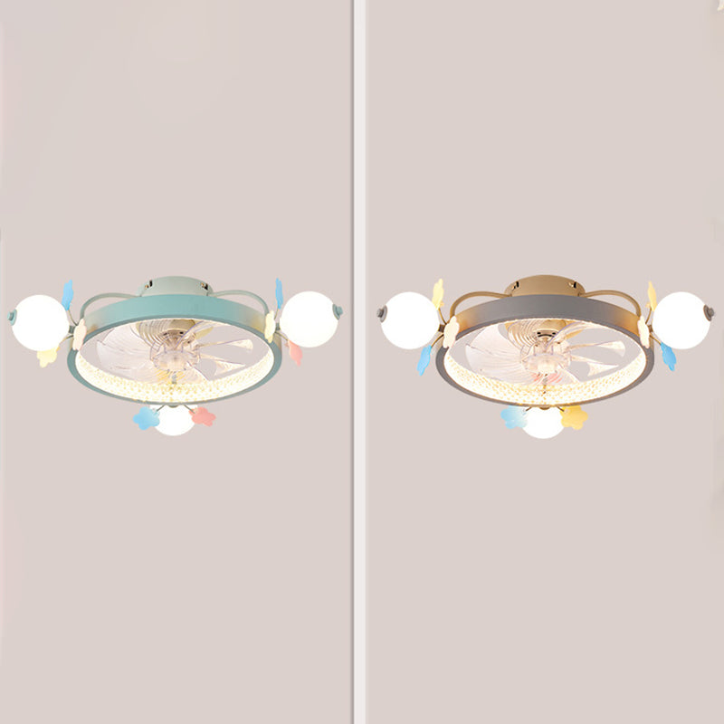 Macaron circolare ventola a soffitto leggero camera da letto acrilica semifulpa