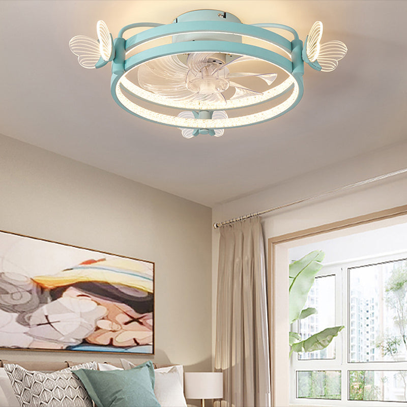 Macaron circolare ventola a soffitto leggero camera da letto acrilica semifulpa