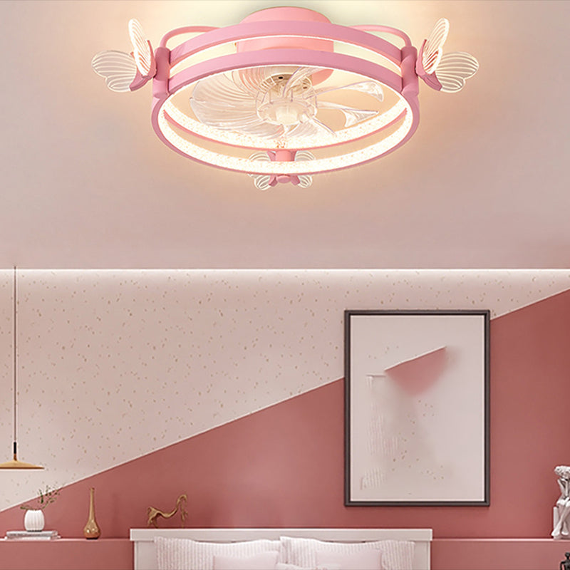 Macaron circolare ventola a soffitto leggero camera da letto acrilica semifulpa