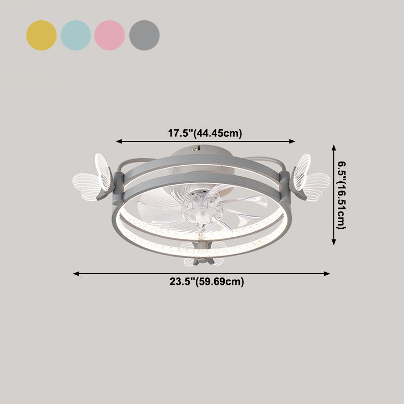 Macaron circolare ventola a soffitto leggero camera da letto acrilica semifulpa