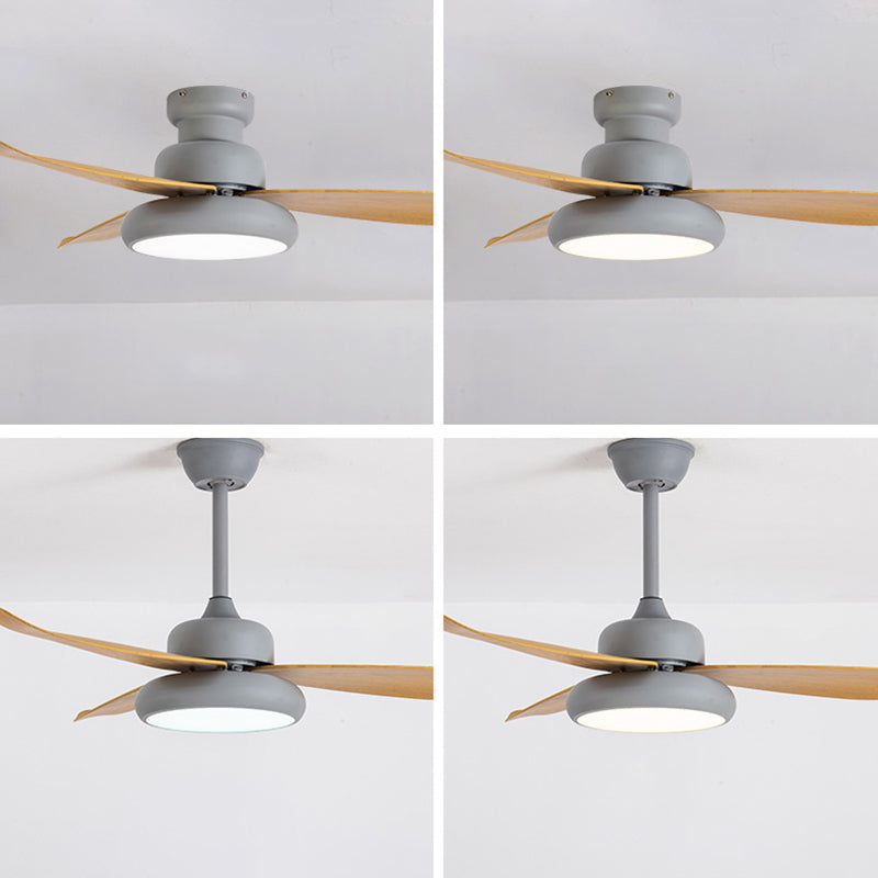 Luz de ventilador redondeo de dormitorio Luz de la sala de estar de metal LED Semi Flush Techo de techo de montaje