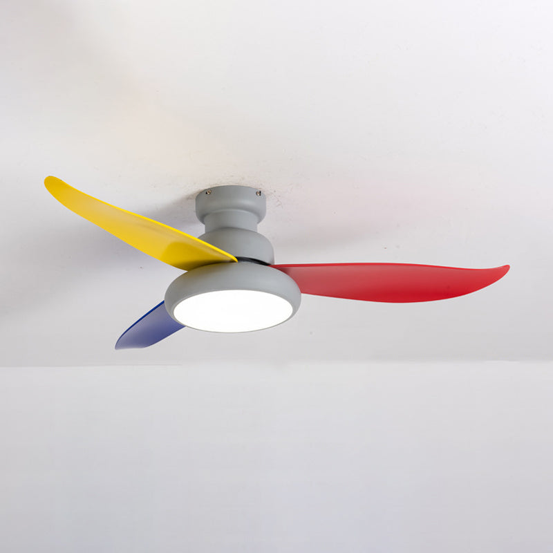 Luz de ventilador redondeo de dormitorio Luz de la sala de estar de metal LED Semi Flush Techo de techo de montaje