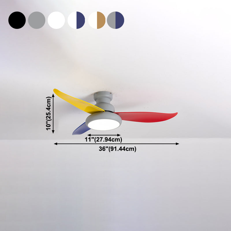 Luz de ventilador redondeo de dormitorio Luz de la sala de estar de metal LED Semi Flush Techo de techo de montaje