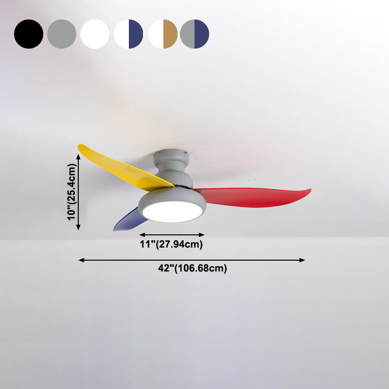 Luz de ventilador redondeo de dormitorio Luz de la sala de estar de metal LED Semi Flush Techo de techo de montaje