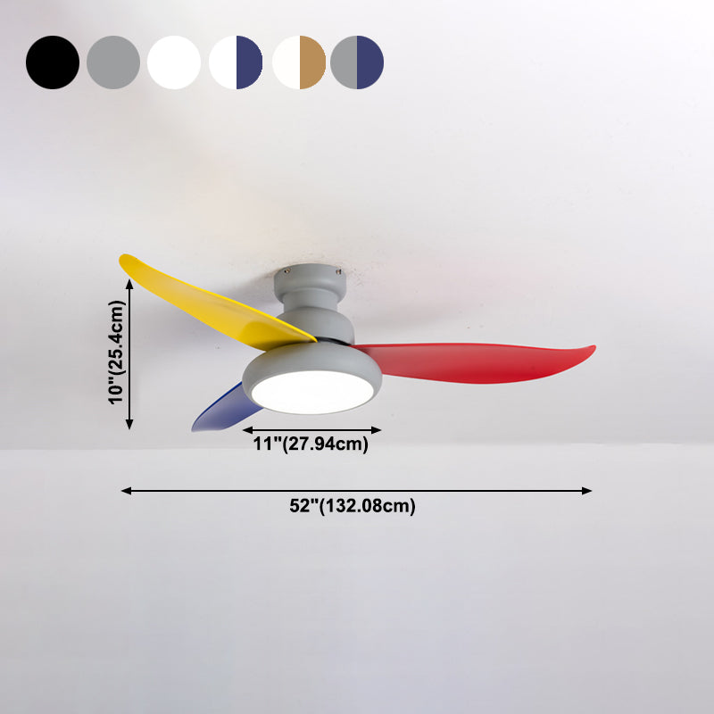 Luz de ventilador redondeo de dormitorio Luz de la sala de estar de metal LED Semi Flush Techo de techo de montaje