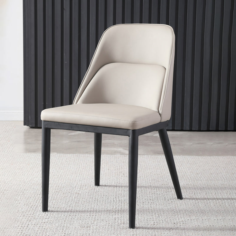 Modern Solid Back Armless Chair Leather Dining Side Chairs for Home Use