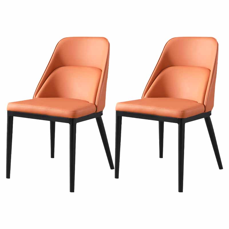 Modern Solid Back Armless Chair Leather Dining Side Chairs for Home Use