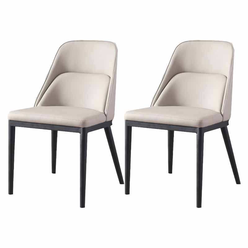Modern Solid Back Armless Chair Leather Dining Side Chairs for Home Use