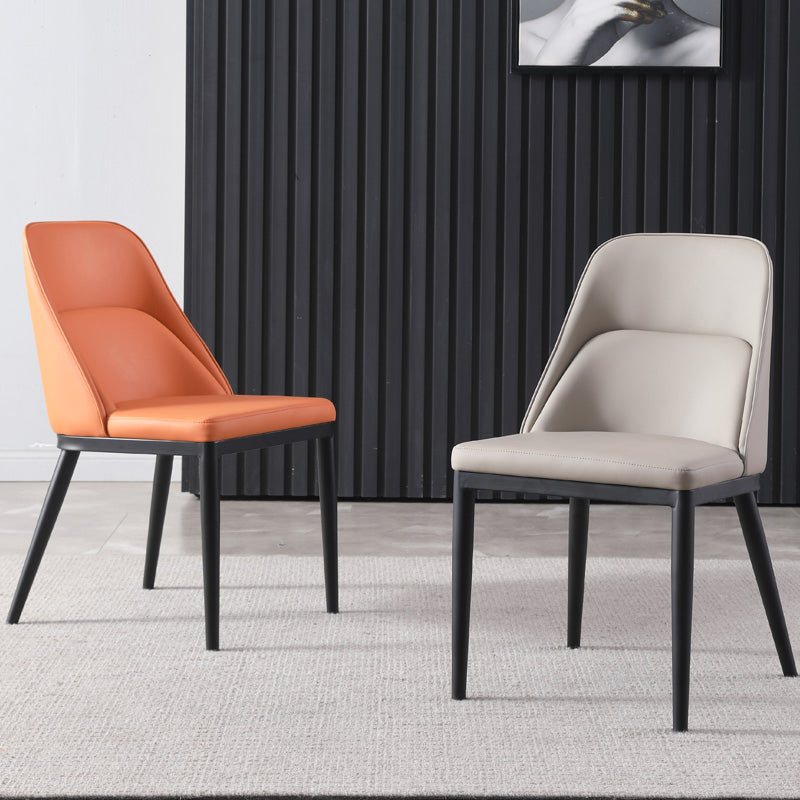 Modern Solid Back Armless Chair Leather Dining Side Chairs for Home Use