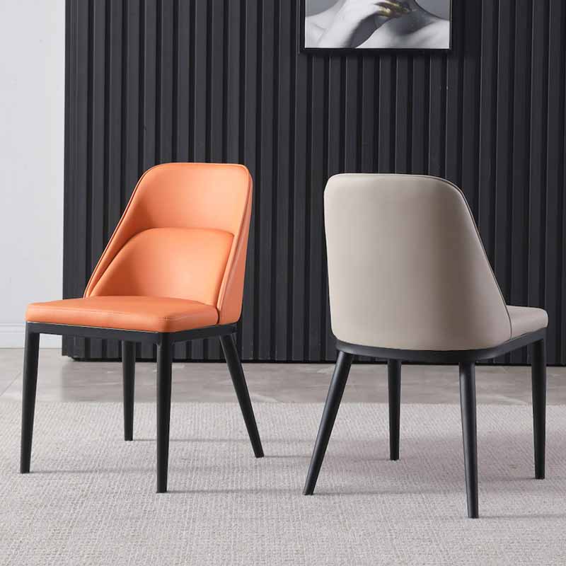 Modern Solid Back Armless Chair Leather Dining Side Chairs for Home Use