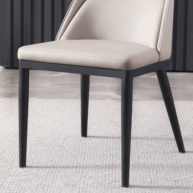Modern Solid Back Armless Chair Leather Dining Side Chairs for Home Use