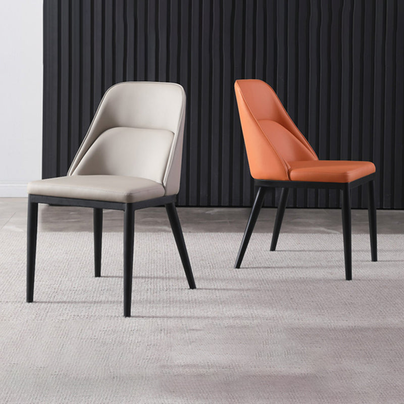 Modern Solid Back Armless Chair Leather Dining Side Chairs for Home Use