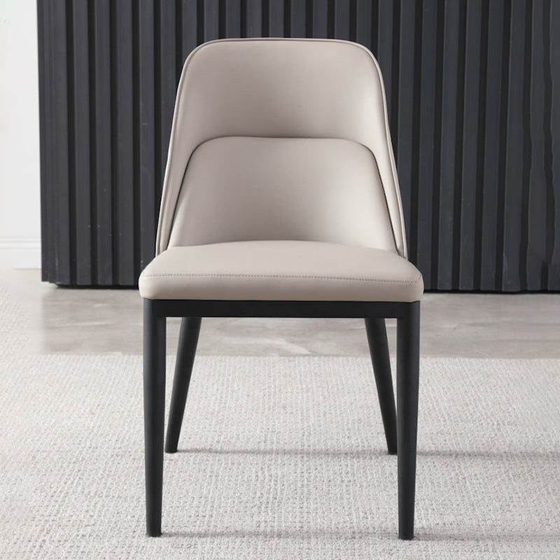 Modern Solid Back Armless Chair Leather Dining Side Chairs for Home Use