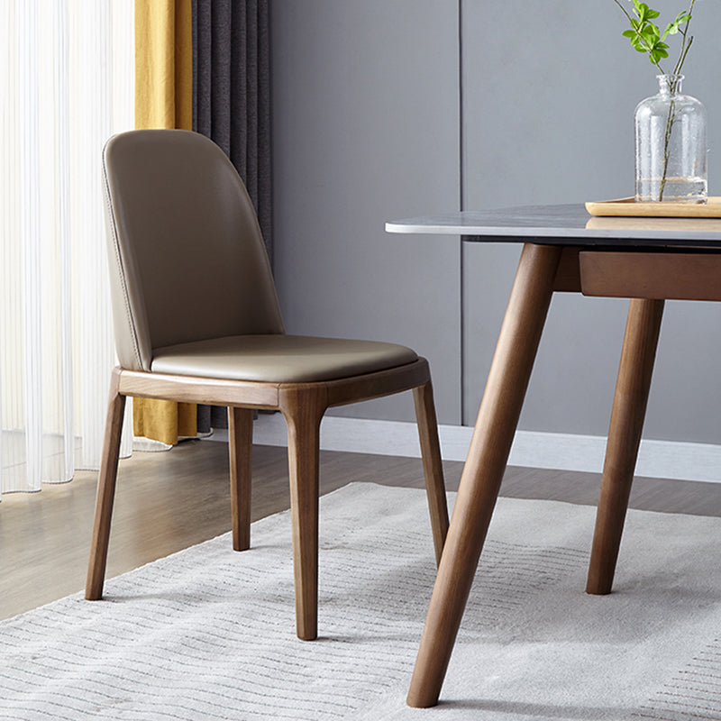 Sillas de comedor de madera de estilo moderno, silla sin brazos con respaldo sólido para cocina