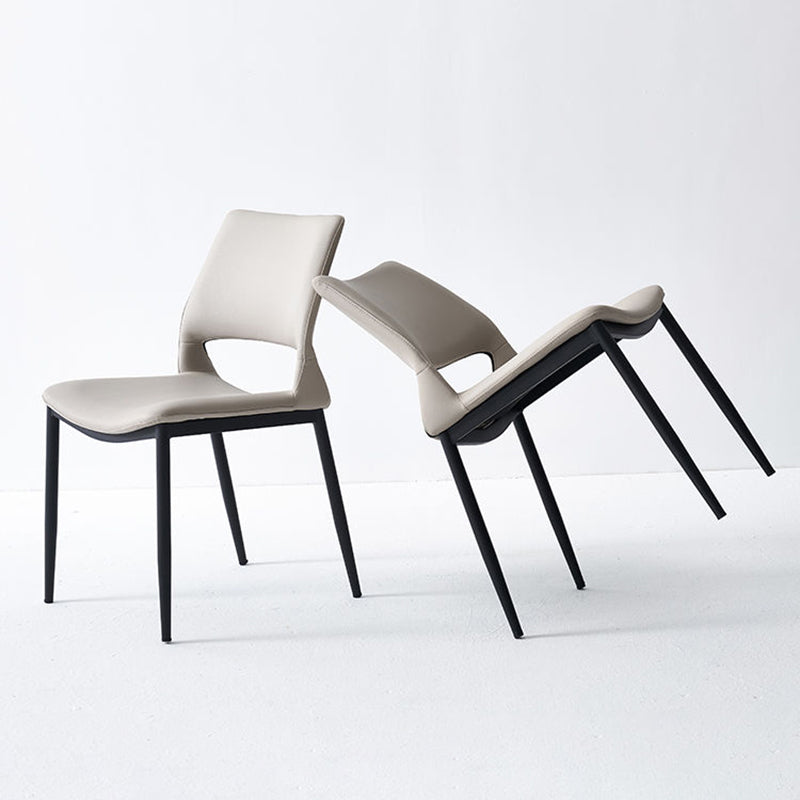 Minimalist Open Back Dining Side Chairs Leather Dining Side Chair for Home