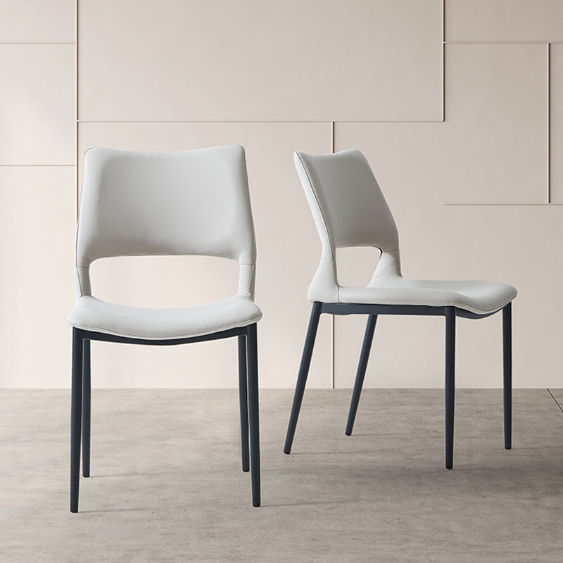 Minimalist Open Back Dining Side Chairs Leather Dining Side Chair for Home
