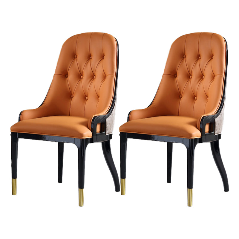 Minimalist Design Leather Dining Side Chair Solid Back Arm Chairs for Kitchen