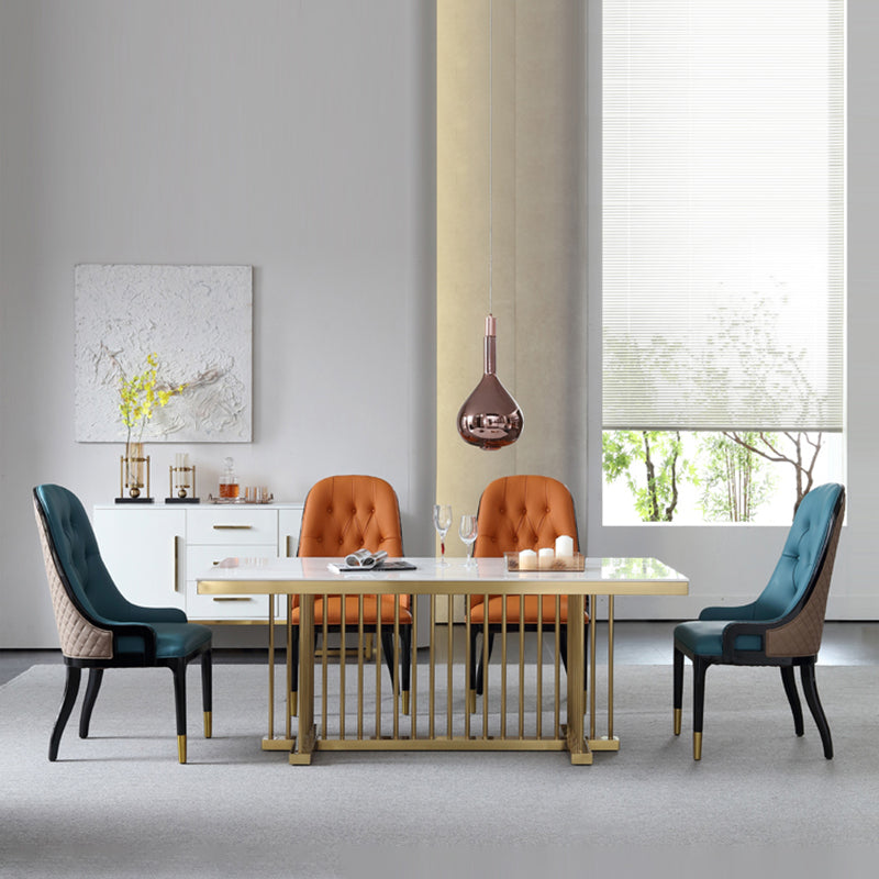 Minimalist Design Leather Dining Side Chair Solid Back Arm Chairs for Kitchen